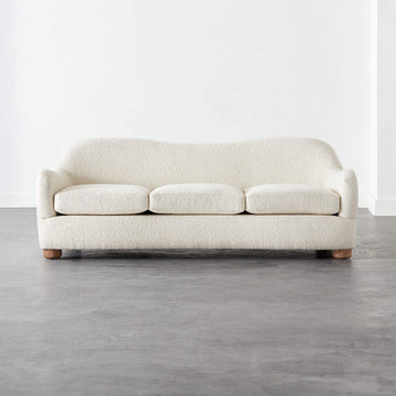 BacioCream Boucle Sofa with Bleached Oak Legs by Ross Cassidy