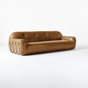 Brace Saddle Leather Tufted Sofa