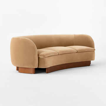 Muir Camel Velvet Curved Sofa By Lawson-fenning