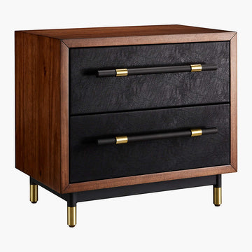 Oberlin 2-Drawer Faux Leather and Wood Nightstand