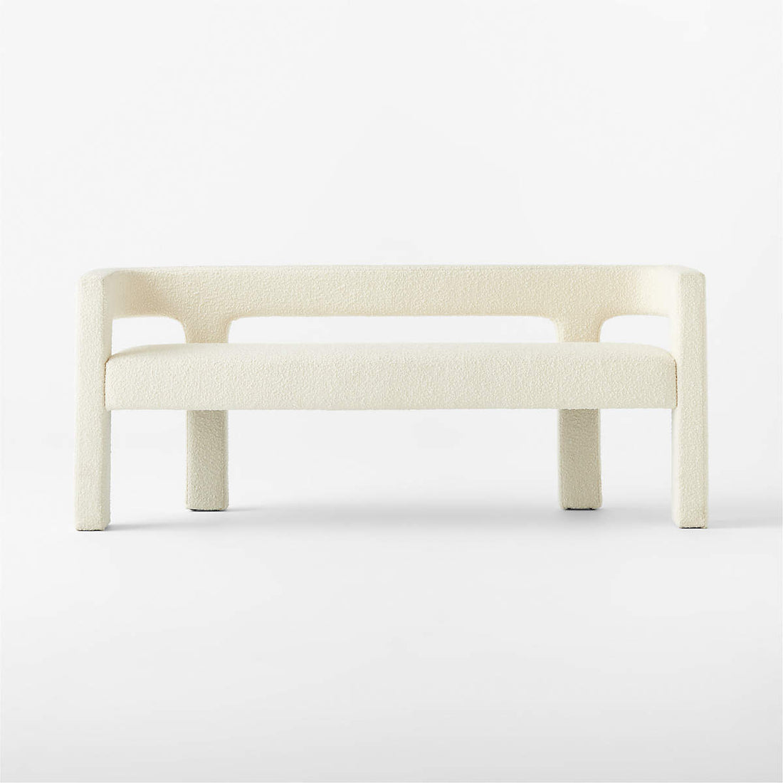 Stature 67" Warm White Boucle Bench