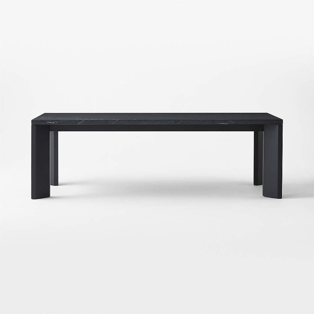 Sydney 95" Rectangular Black Marble Dining Table with Black Steel Legs