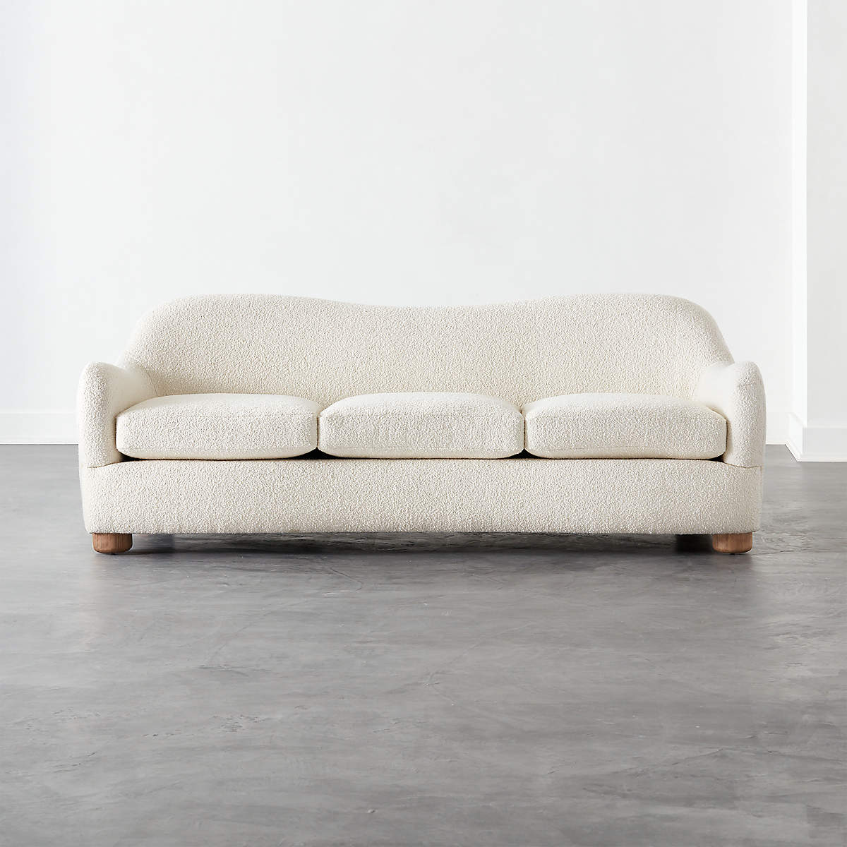 BacioCream Boucle Sofa with Bleached Oak Legs by Ross Cassidy