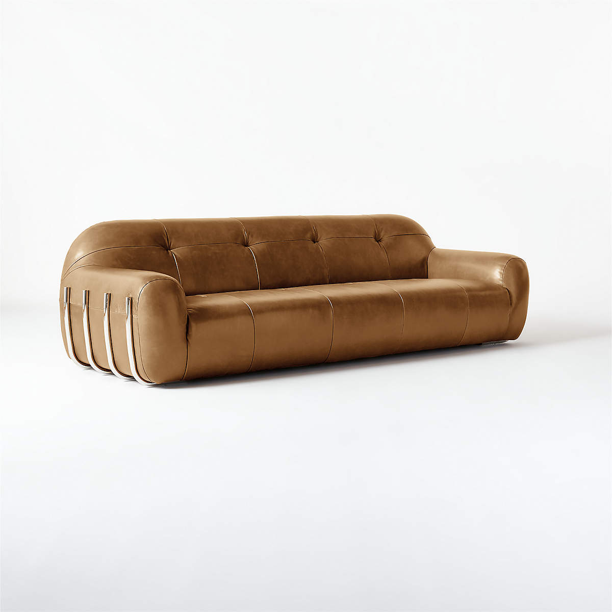 Brace Saddle Leather Tufted Sofa