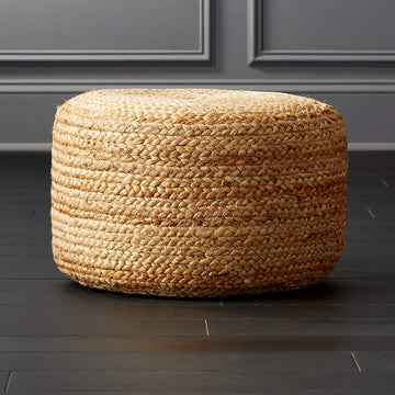 Braided Natural Jute Pouf Small