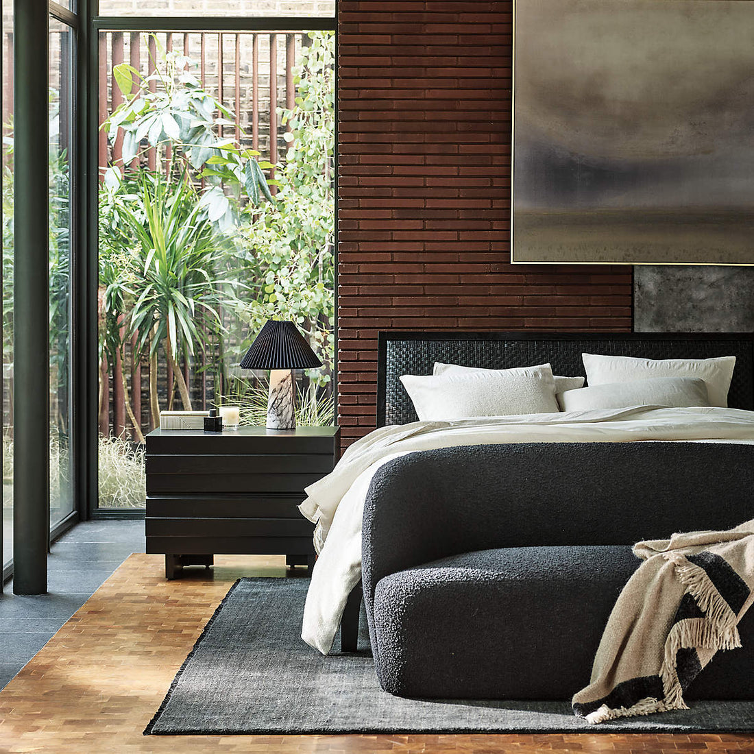 Pietro Woven Ivory Leather King Bed