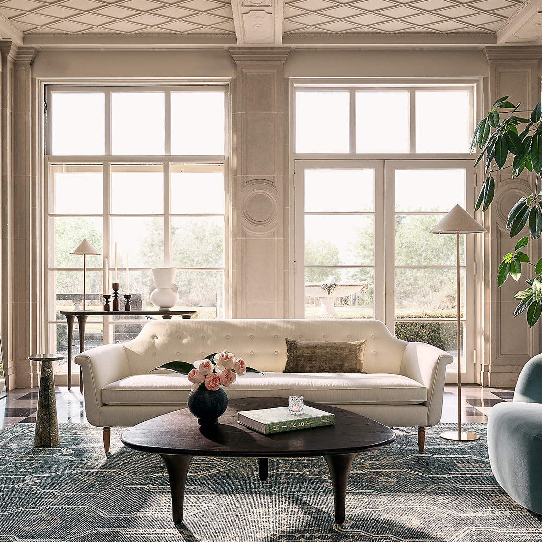 Etre Tufted White Performance Fabric Sofa