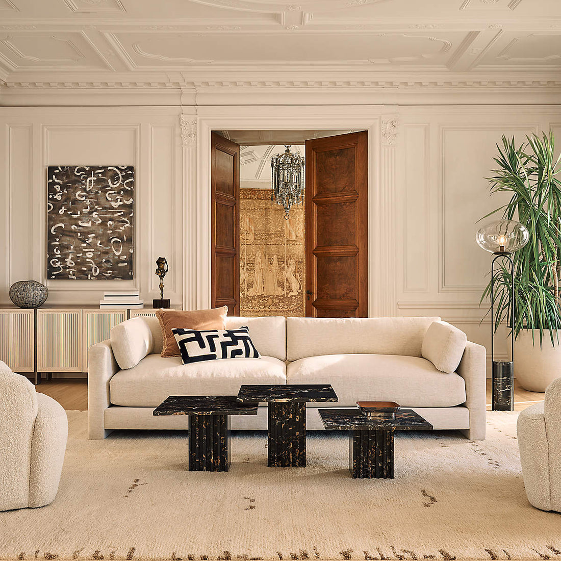 Marguerite White Performance Fabric Sofa