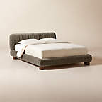 Cantar Warm Grey Velvet Upholstered Queen Bed