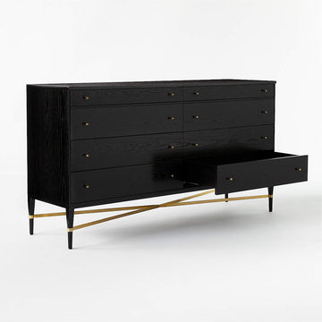 Connoisseur 8-Drawer Black Oak Wood Dresser