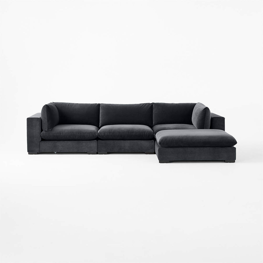 Deseo 4-Piece Modular Charcoal Grey Performance Velvet Sectional Sofa