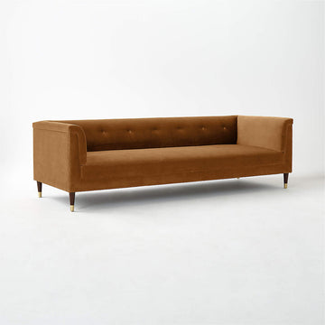 Dorien Tufted Cognac Brown Velvet Sofa
