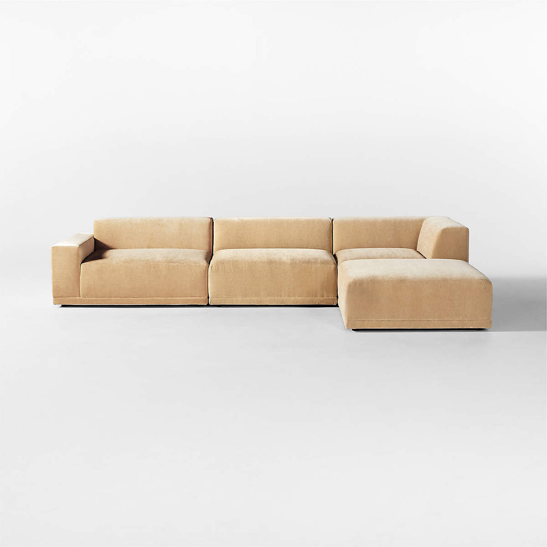 Faible 4-Piece Wheat Performance Velvet Sectional Sofa with Left Arm