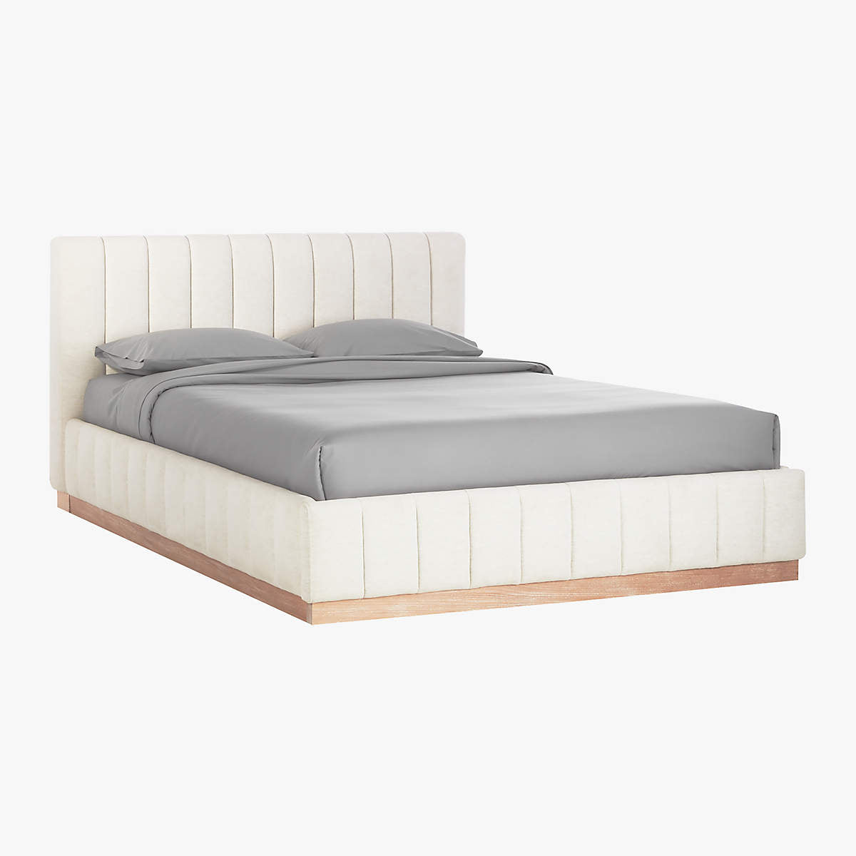 Forte Channeled White Performance Fabric Queen Bed