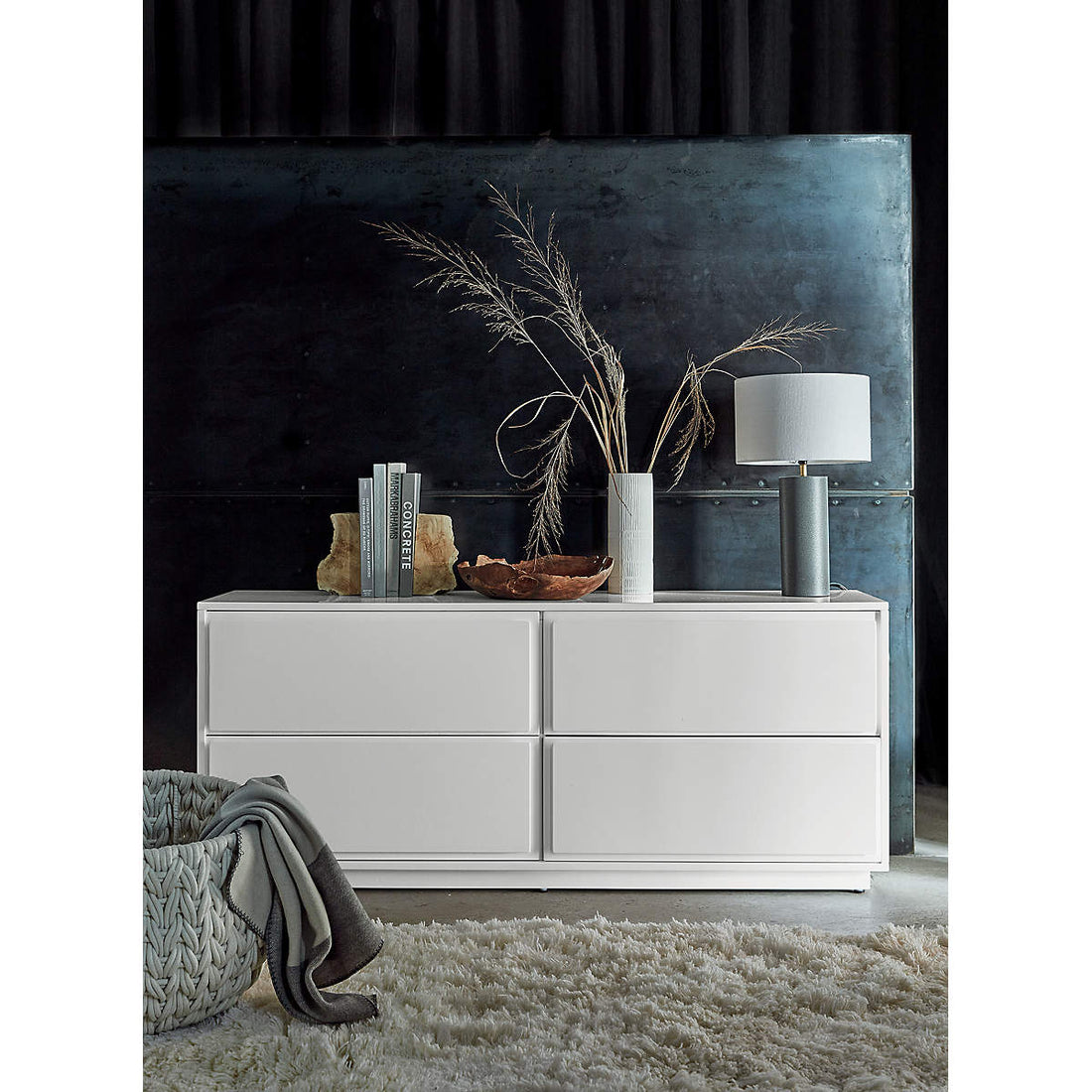 Gallery Low 4-Drawer White Dresser