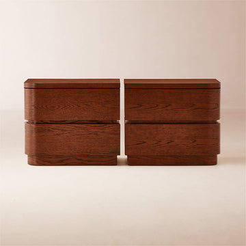 Gavin 2-Drawer Oak Wood Left and Right Nightstands Set of 2
