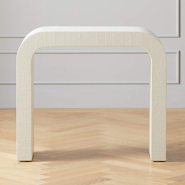 Horseshoe 36" Ivory Lacquered Linen Console Table