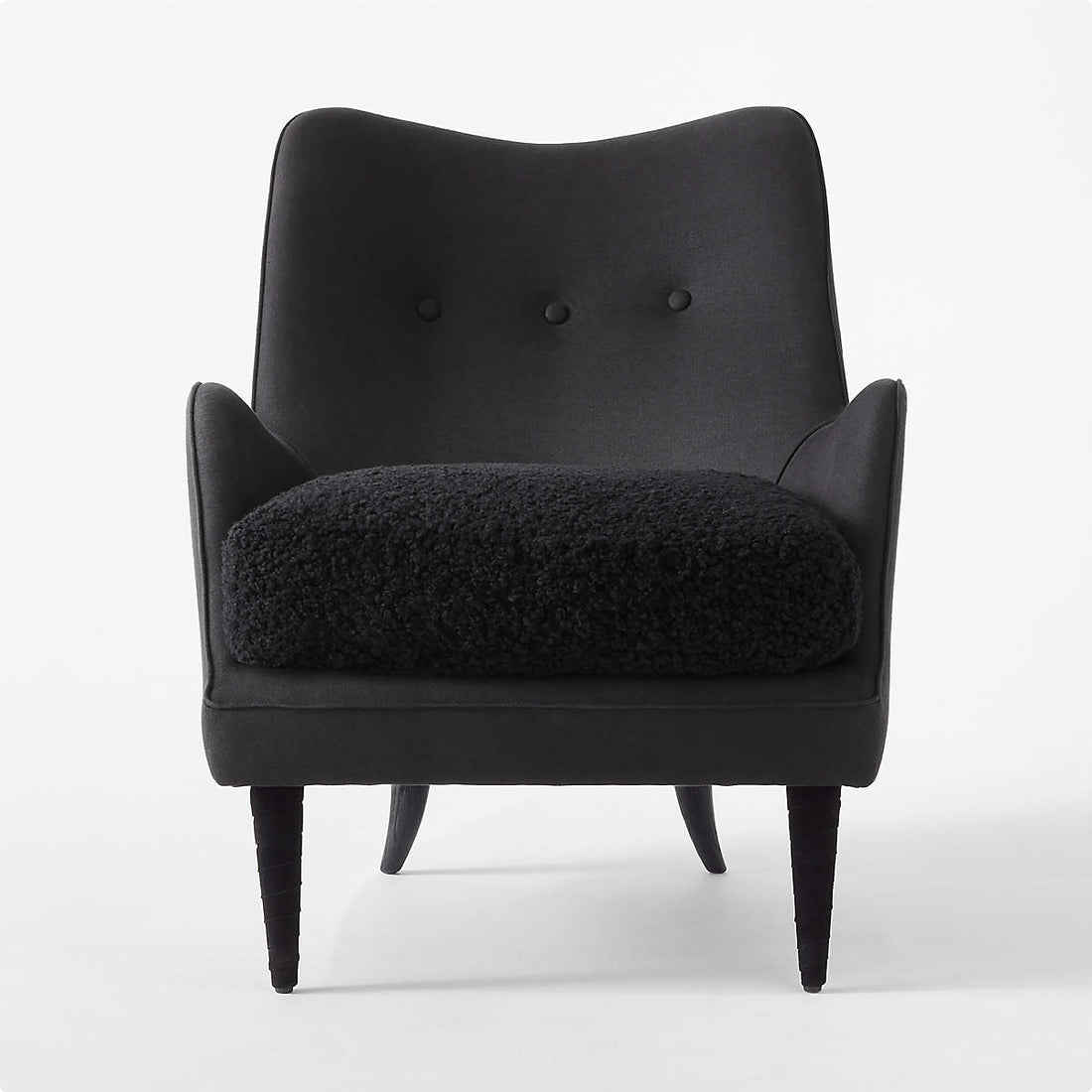 Jed Black Shearling Chair with Black Legs by Ross Cassidy