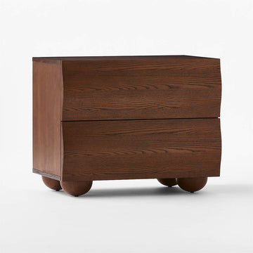 Mackay 2-Drawer Curved Wood Nightstand
