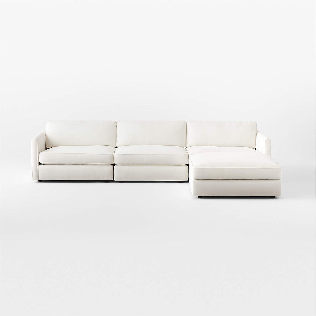 Malea 4-Piece L-Shaped White Performance Fabric Sectional Sofa with Ottoman