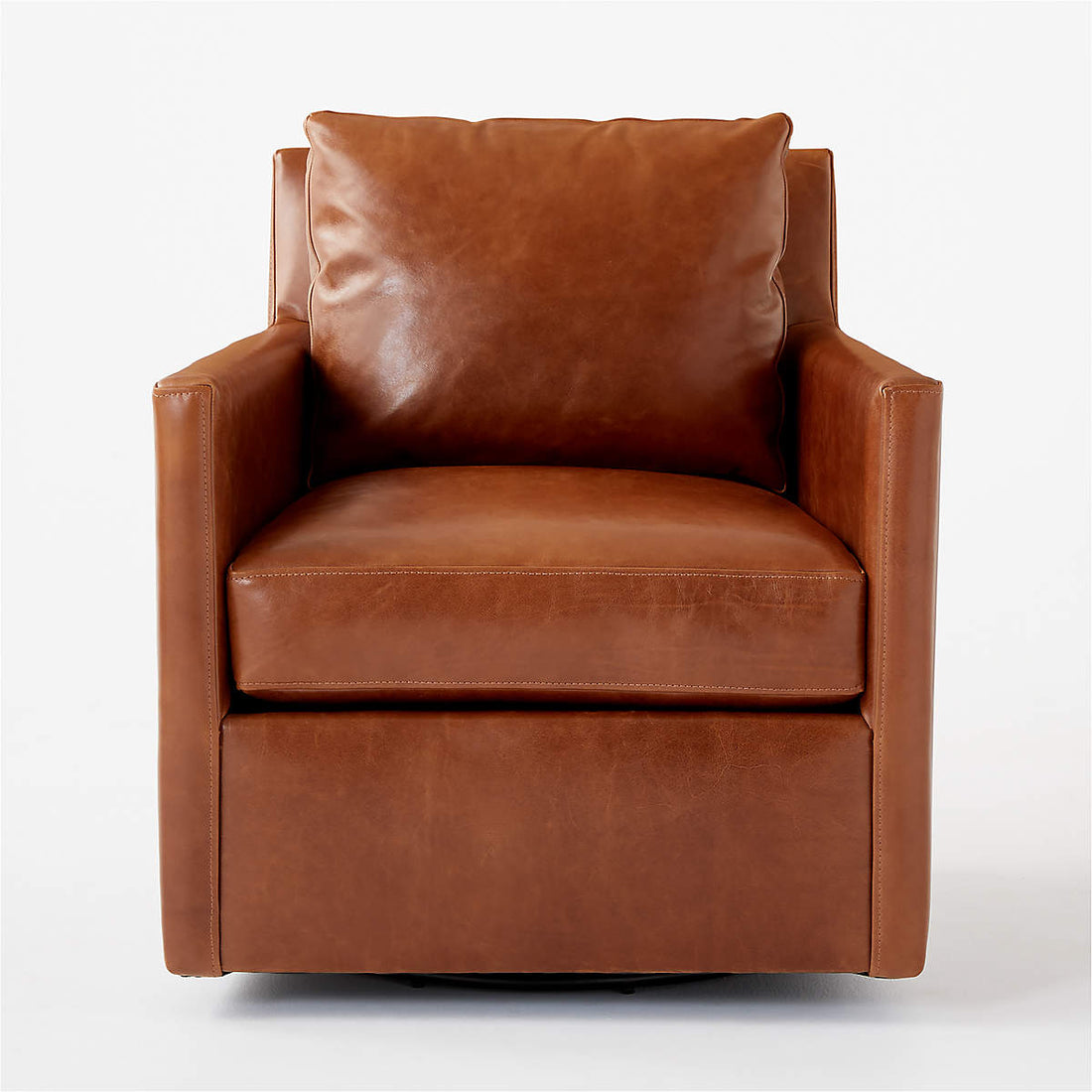 Monsef Brown Leather Swivel Chair