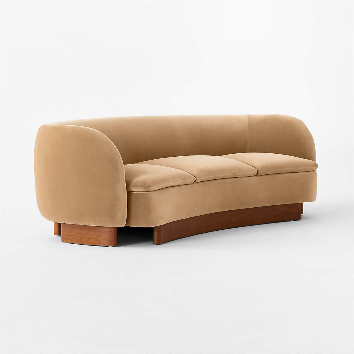 Muir Camel Velvet Curved Sofa By Lawson-fenning