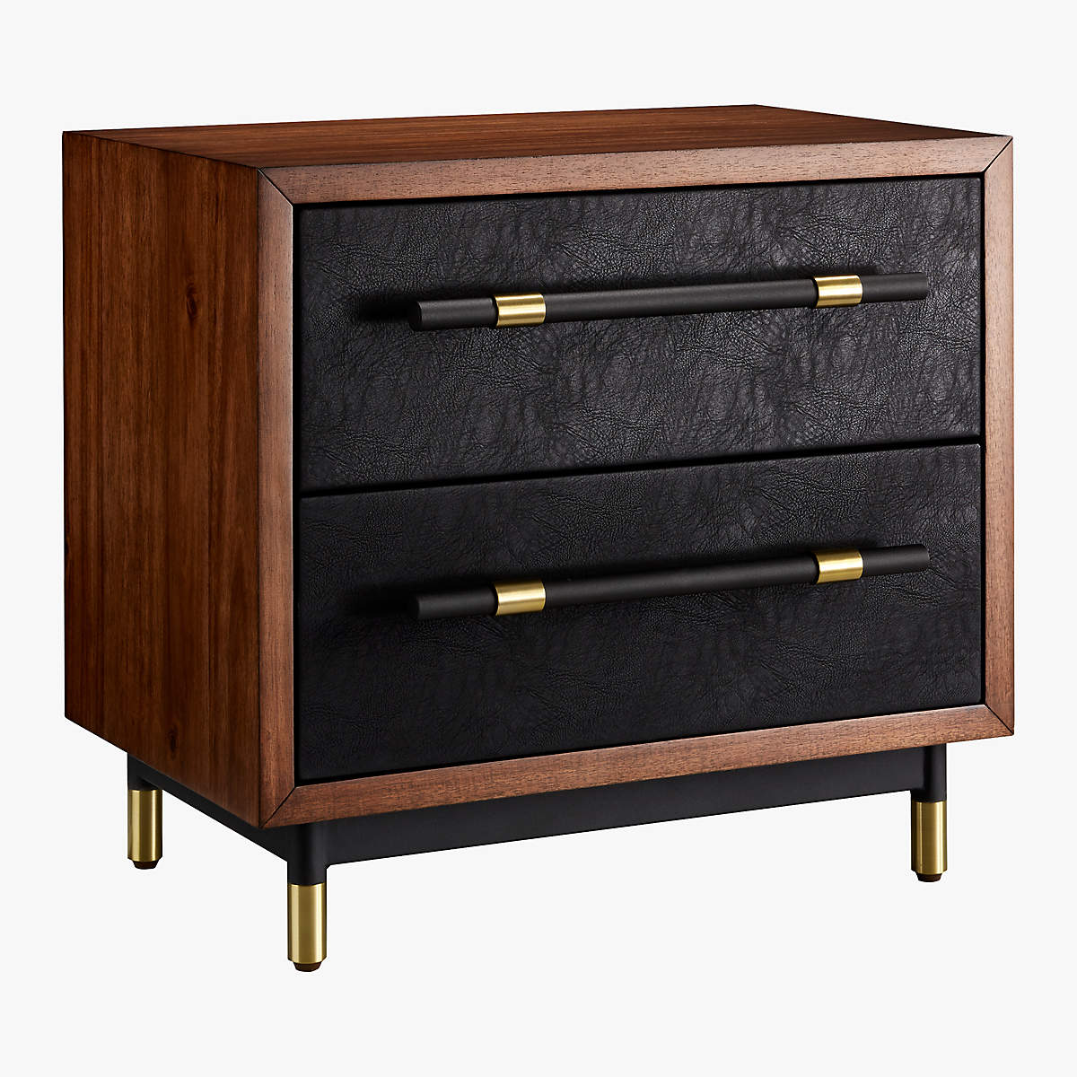 Oberlin 2-Drawer Faux Leather and Wood Nightstand