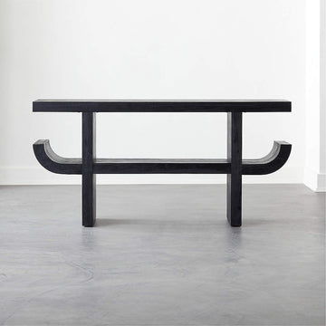 Pagoda 60" Black Acacia Wood Console Table