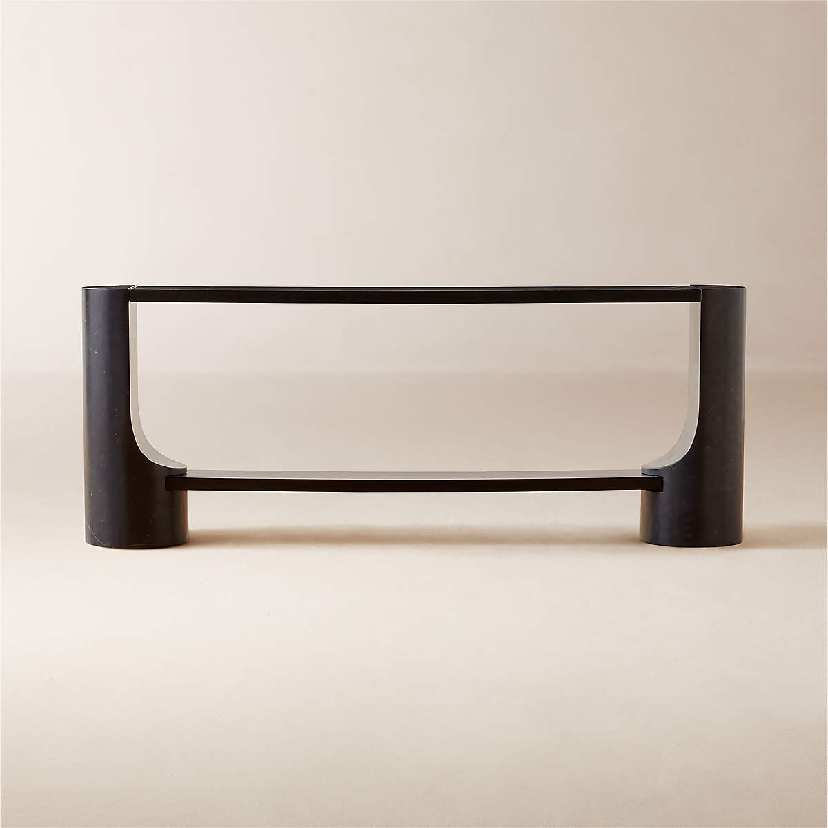 Scoop 71" Black Marble And Oak Wood Console Table