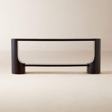 Scoop 71" Black Marble And Oak Wood Console Table