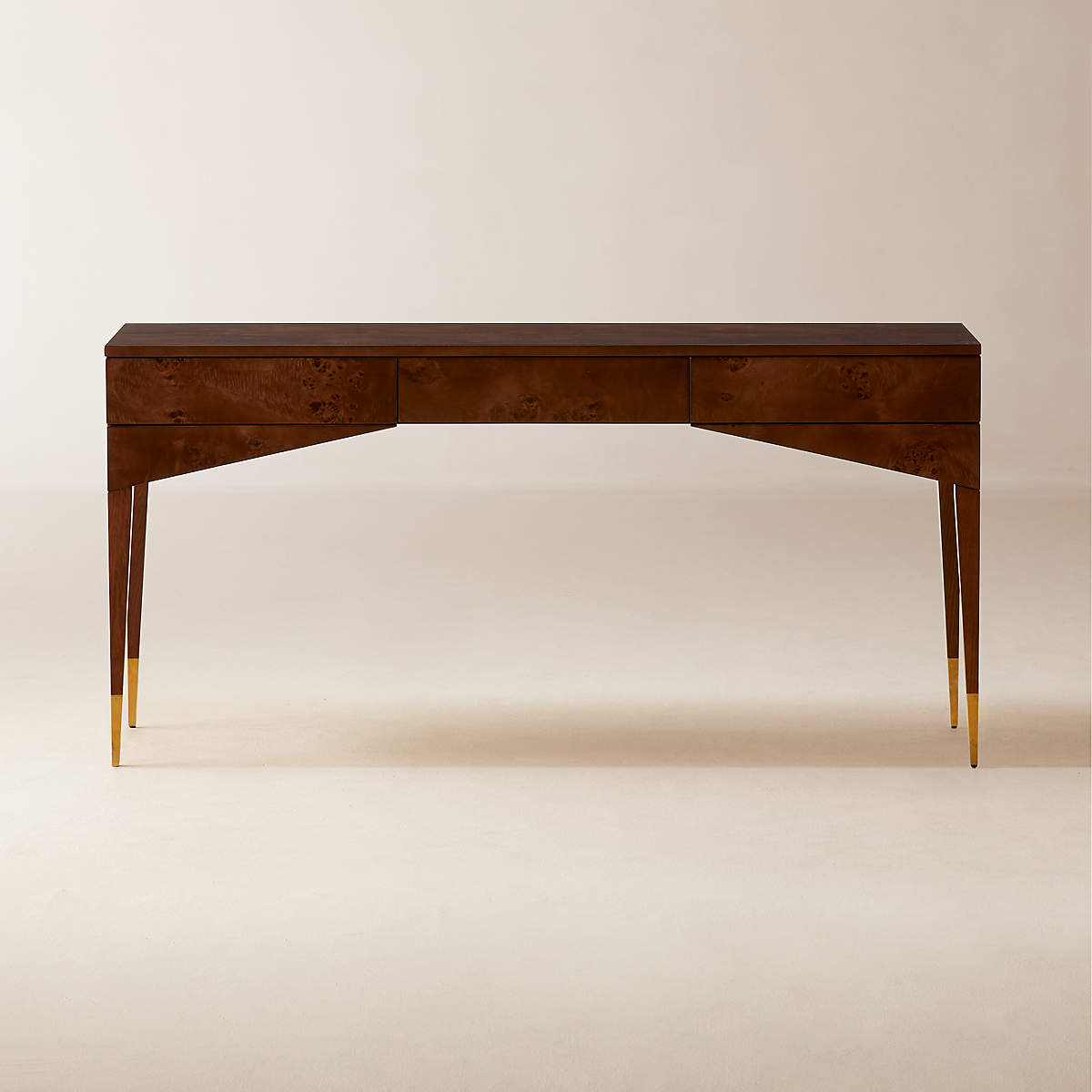 Spillo 2-drawer Brown Burl Wood Desk