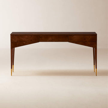 Spillo 2-drawer Brown Burl Wood Desk