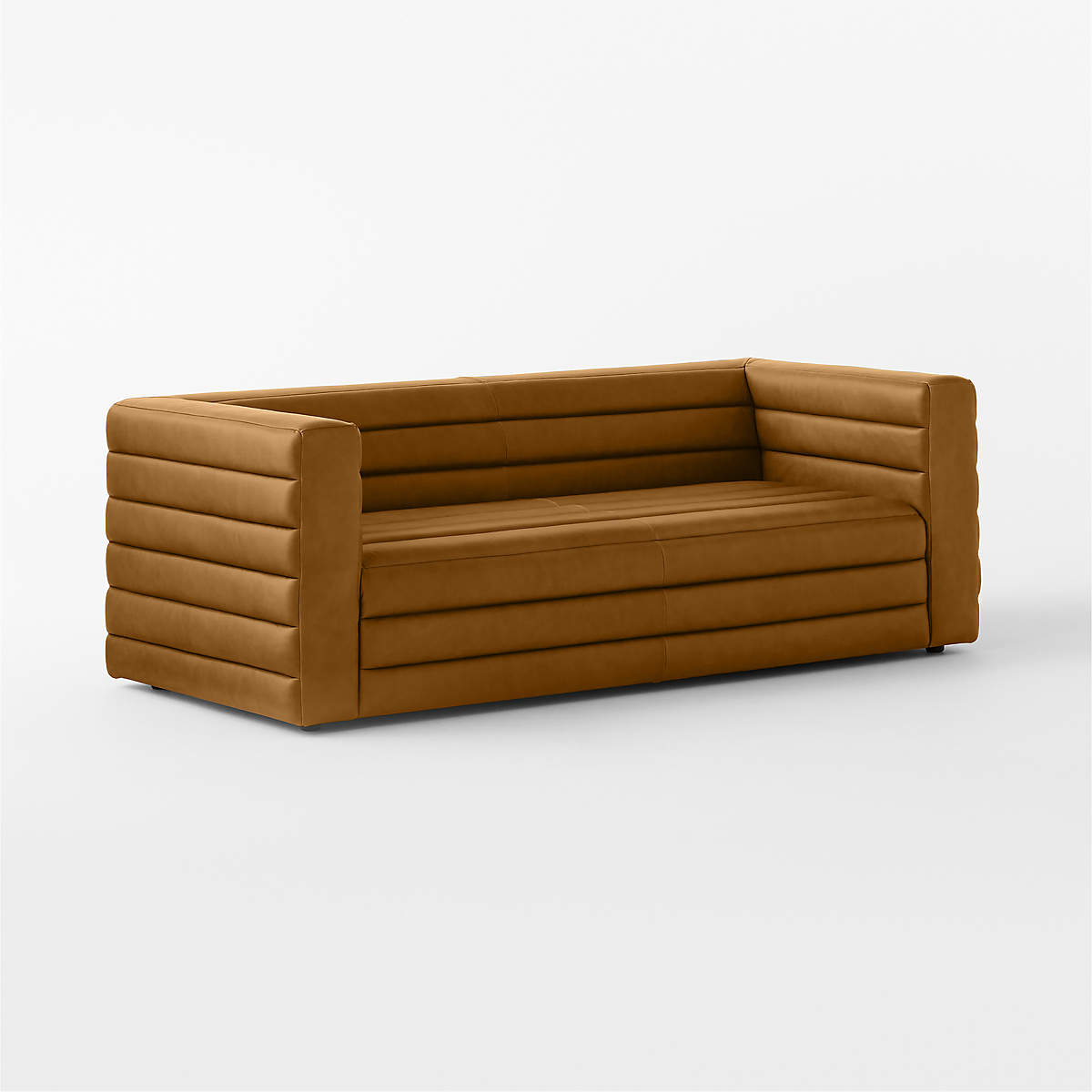 Strato Channeled Brown Leather Sofa