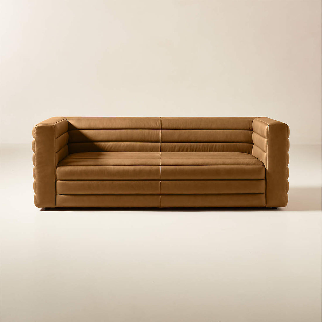 Strato Channeled Brown Leather Sofa